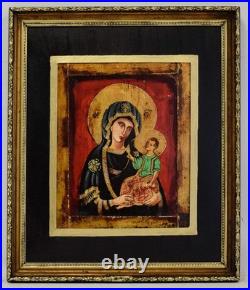 Antique icon, Our Lady Hodegetria with the Christ Child, with certificate