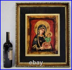 Antique icon, Our Lady Hodegetria with the Christ Child, with certificate