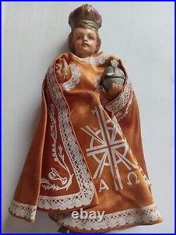 Antique jesus statue infant prague ceramic religious doll figure 5.5 Inch