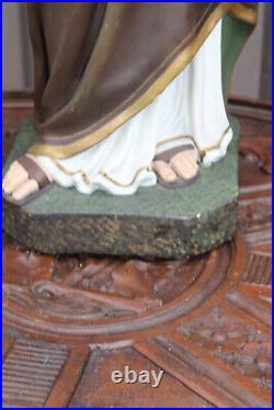 Antique large 25 ceramic chalk saint joseph figurine statue religious
