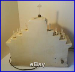 Antique large Church Cathedral Religious Statue-chalkware-LIGHT UP-Musical-CROSS