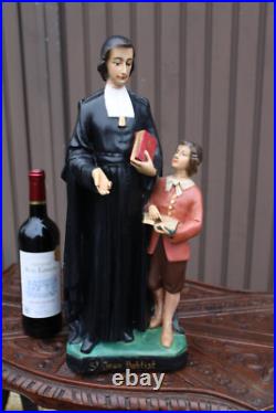 Antique large ceramic state saint john baptist de la salle rare religious