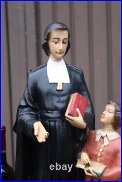 Antique large ceramic state saint john baptist de la salle rare religious