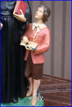 Antique large ceramic state saint john baptist de la salle rare religious
