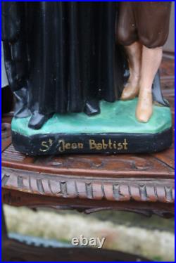 Antique large ceramic state saint john baptist de la salle rare religious