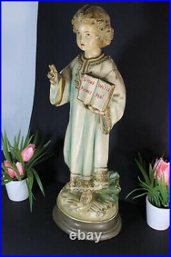 Antique large jesus Child figurine statue chalkware rare religious