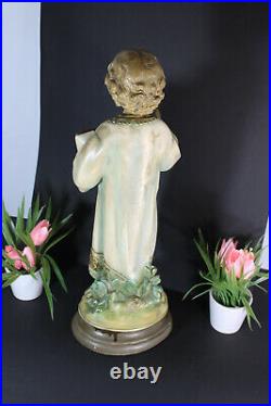 Antique large jesus Child figurine statue chalkware rare religious