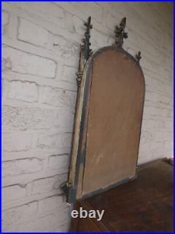 Antique large neo gothic wall crucifix globe glass plaque religious rare