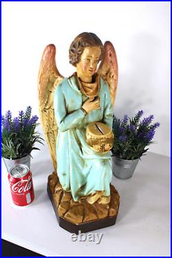Antique large rare church money box religious nodding angel statue figurine