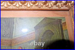 Antique leaves berries Frame Christ Before Pilate Religious Print Avil Co 1888