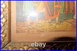 Antique leaves berries Frame Christ Before Pilate Religious Print Avil Co 1888