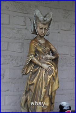 Antique mary Burgundy XL ceramic statue religious