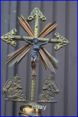 Antique metal Angels crucifix Religious