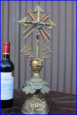 Antique metal Angels crucifix Religious