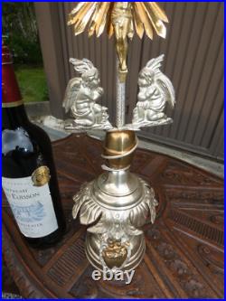 Antique metal Crucifix angels snake heart Cross religious