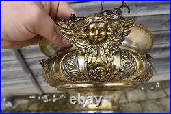 Antique metal putti angels figural sanctuary lamp religious church