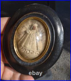 Antique mini notre dame de hal black madonna meerschaum plaque Wall religious