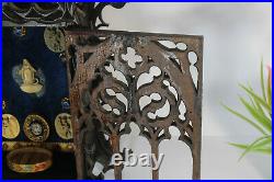Antique neo gothic wood carved relic holder cabinet religious church rare