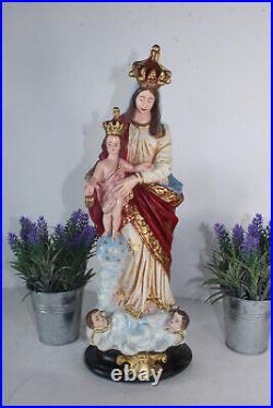 Antique notre dame de victoires madonna child statue figurine religious angels