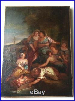 Antique oil painting 18thC Moses saved from waters Follower Charles DE LA FOSSE