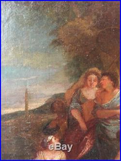 Antique oil painting 18thC Moses saved from waters Follower Charles DE LA FOSSE