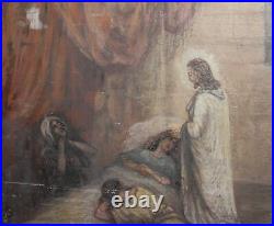 Antique oil painting religious scene