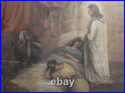 Antique oil painting religious scene