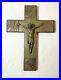 Antique-ornate-Latin-wood-brass-religious-wall-crucifix-cross-Jesus-Christ-art-01-xe