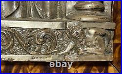 Antique ornate religious Jesus Christ wall silver over bronze relief plaque art