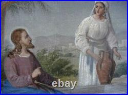 Antique painting. Jesus and the Samaritian woman. Th. Wegener c1865