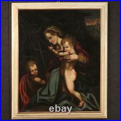 Antique painting framework religious frame oil on canvas Virgin with child 700