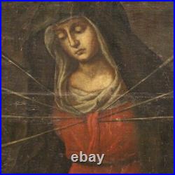 Antique painting oil panel grief Dead Christ Our Lady of Sorrows 17th century