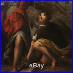 Antique painting religious framework oil on panel Tobias and the Angel 600