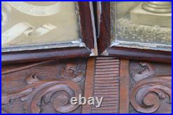 Antique pair religious 19thc Litho frames plaques crucifixion saint anthony