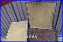 Antique pair religious 19thc Litho frames plaques crucifixion saint anthony