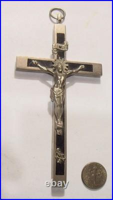 Antique pectoral 5 inch Large catholic crucifix cross pendant EL1155