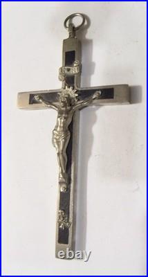 Antique pectoral 5 inch Large catholic crucifix cross pendant EL1155