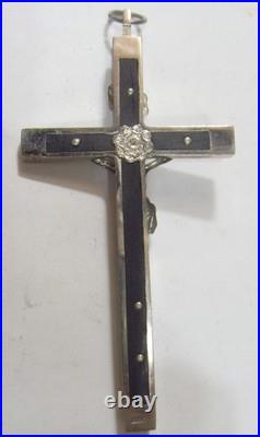 Antique pectoral 5 inch Large catholic crucifix cross pendant EL1155
