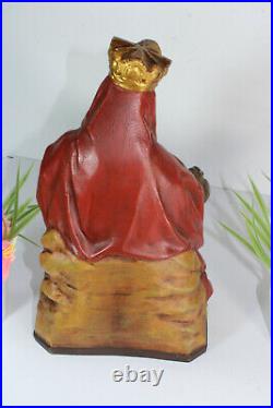 Antique pieta religious chalkware statue our lady of LEDE figurine