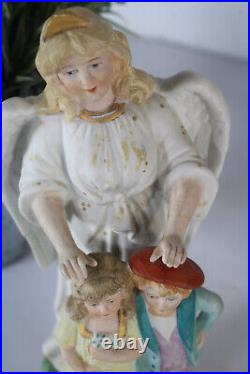Antique porcelain guardian aangel children statue religious