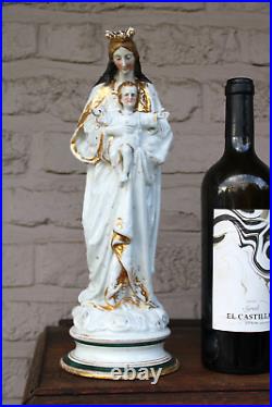 Antique porcelain madonna child figurine statue religious