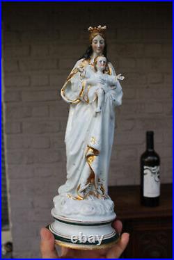 Antique porcelain madonna child figurine statue religious