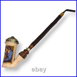 Antique porcelain pipe, religious scene Adoratio