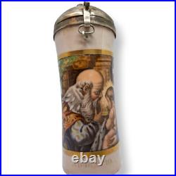 Antique porcelain pipe, religious scene Adoratio