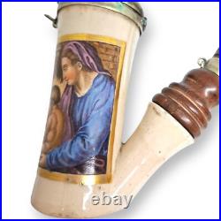 Antique porcelain pipe, religious scene Adoratio