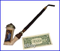 Antique porcelain pipe, religious scene Adoratio