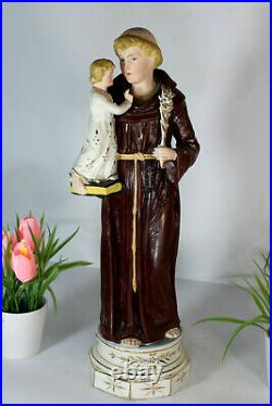 Antique porcelain religious statue of saint anthony
