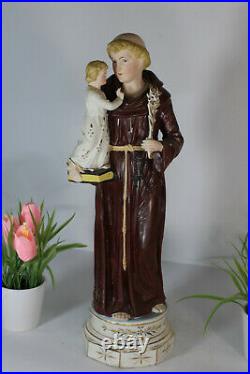 Antique porcelain religious statue of saint anthony
