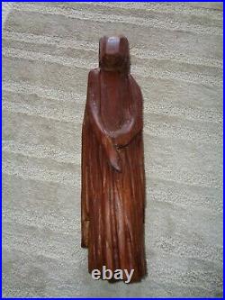 Antique primitive folk art large carved religious Virgin Mary figure layered dre