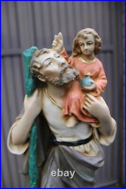 Antique rare ceramic SAINT Christopher statue figurine religious